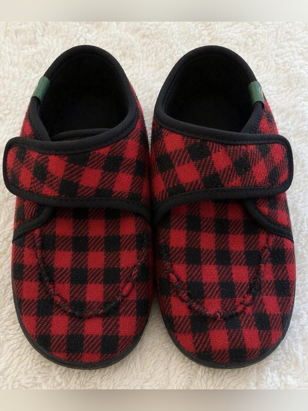 Kamik Red and Black Plaid Kids Slippers Size 13
